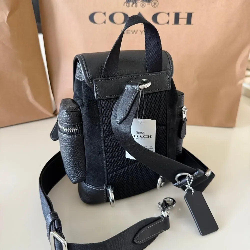 Last 1‼️Coach CCE79 Sprint Sling Pack Suede Small Messenger Bag Black